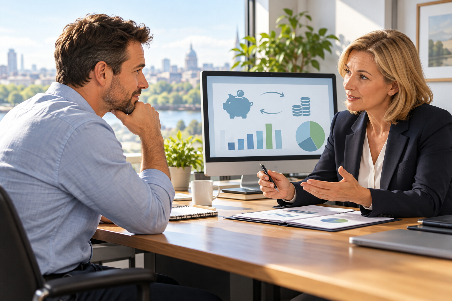 Discussing a workplace pension transfer with an advisor