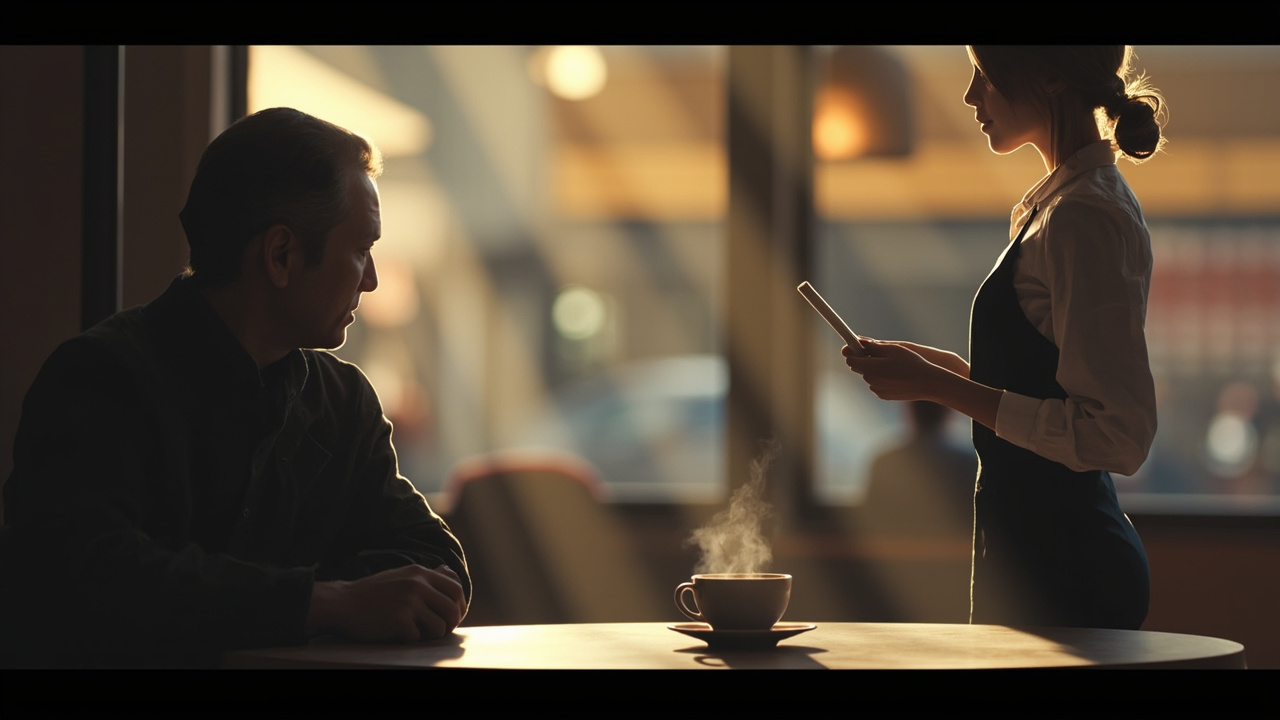 Im Café einen Kaffee bestellen
