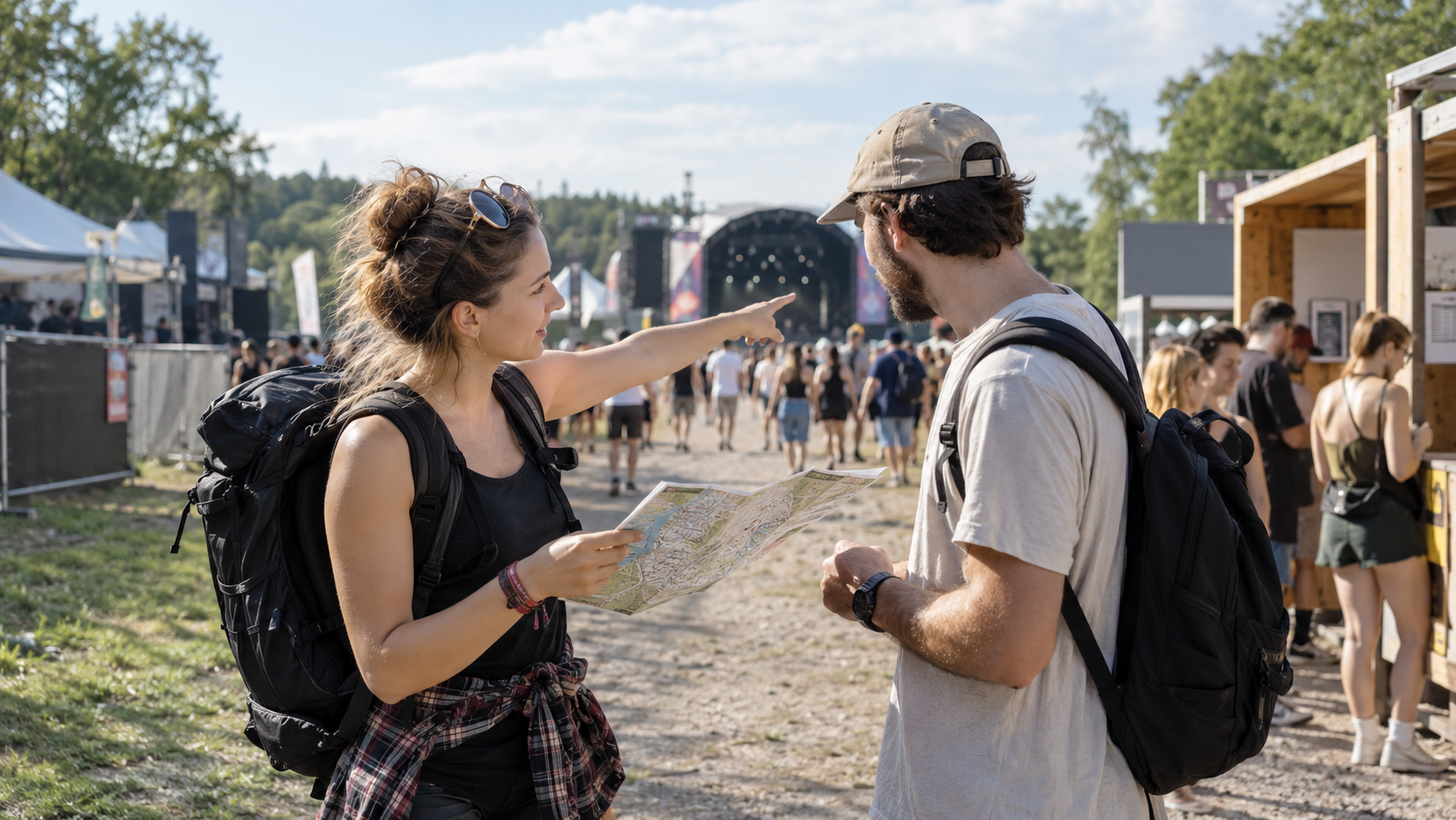 Nach dem Festivalweg und Tickets fragen