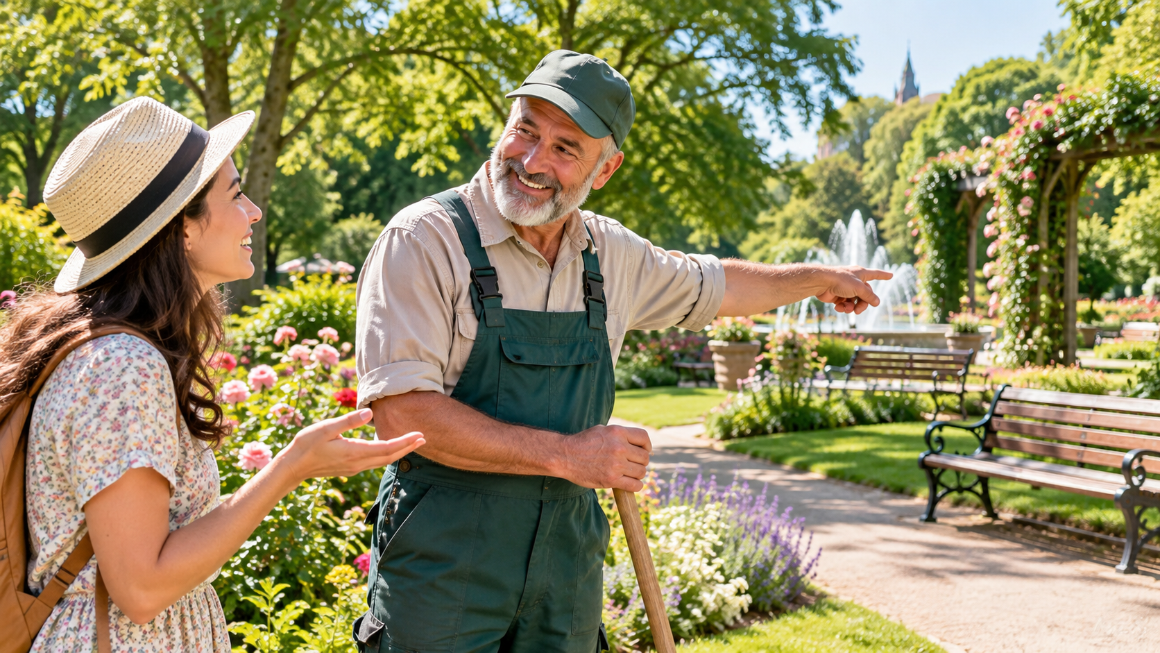 Asking about a park bench in a public garden