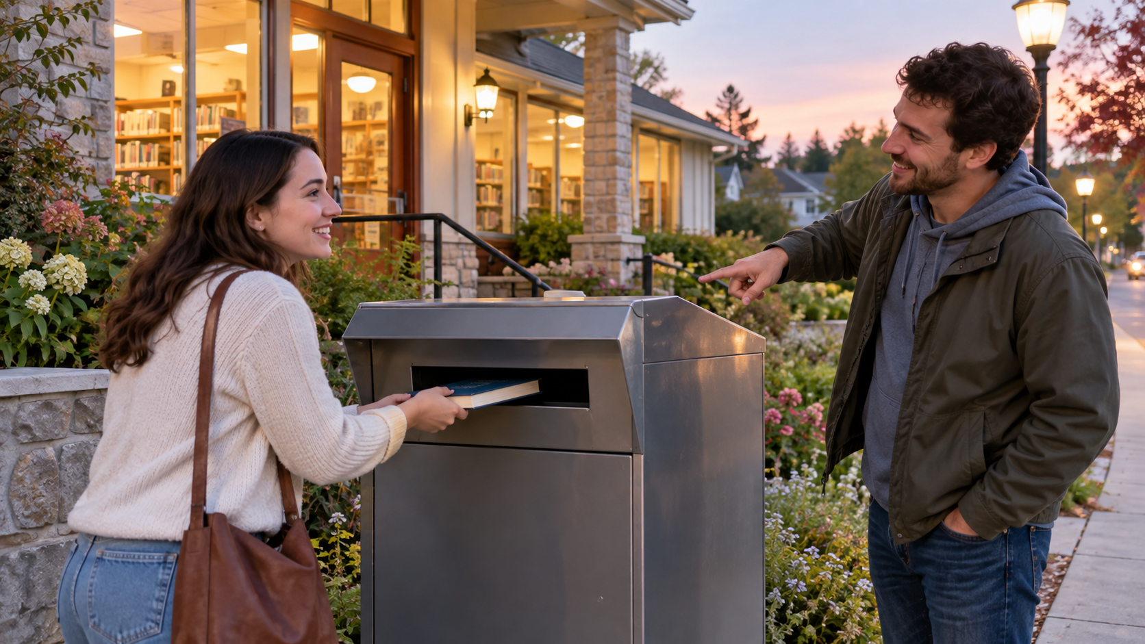 Asking about a library book return box