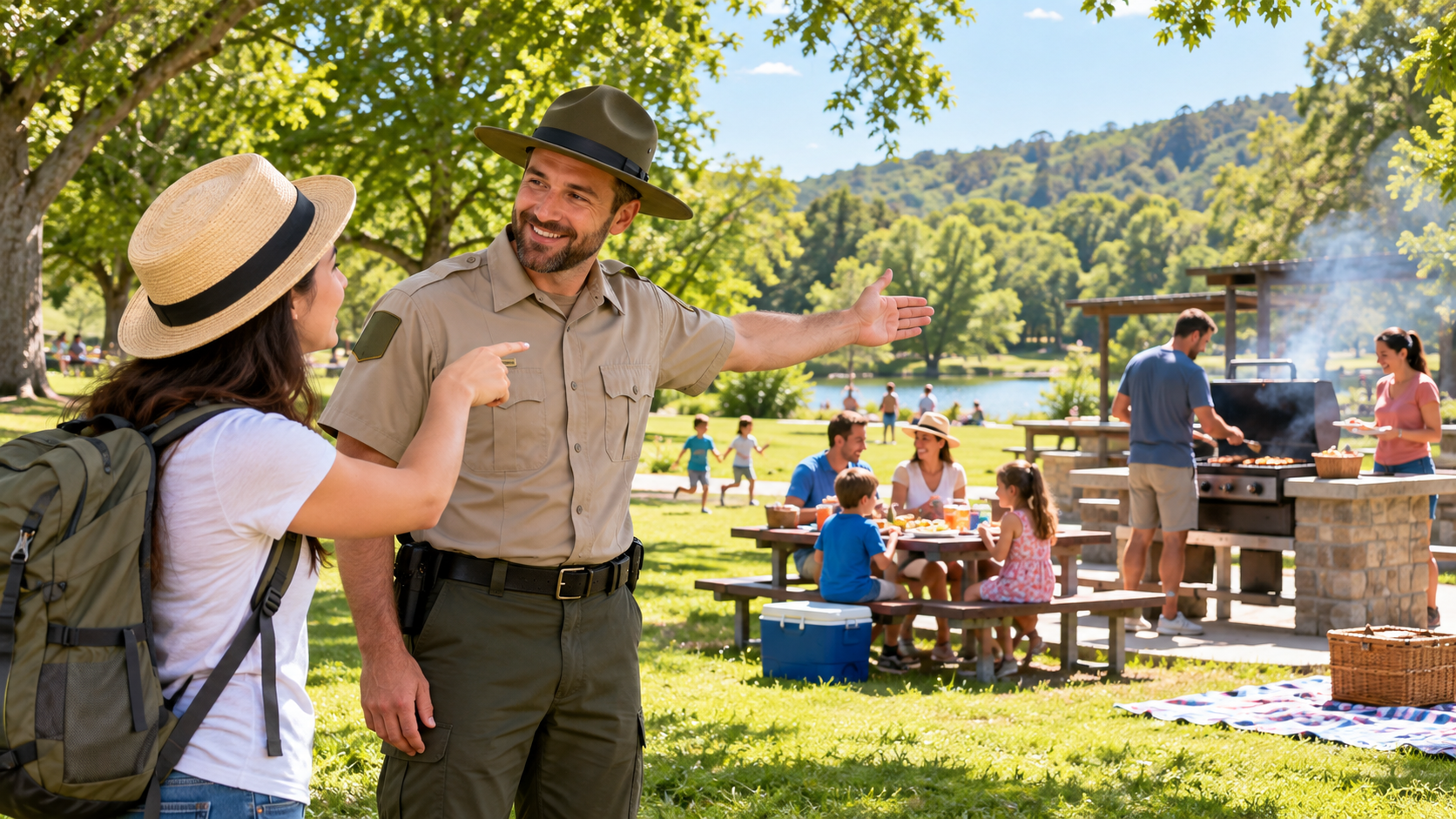 Asking about a public barbecue area in a park
