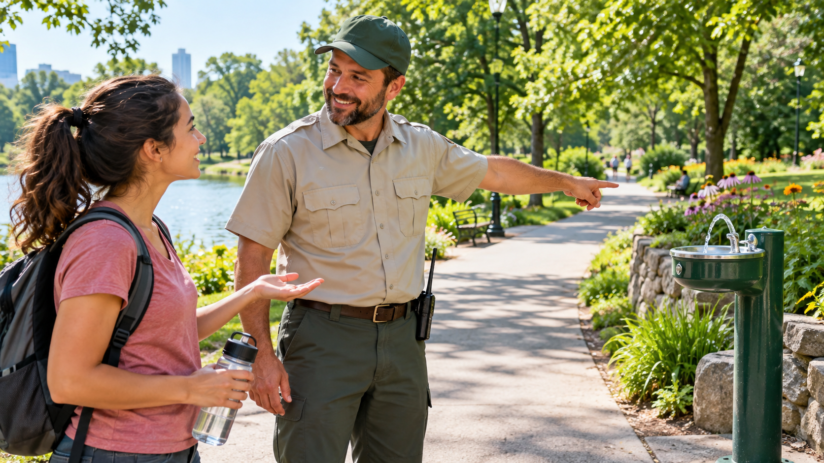 Asking about a public water fountain location