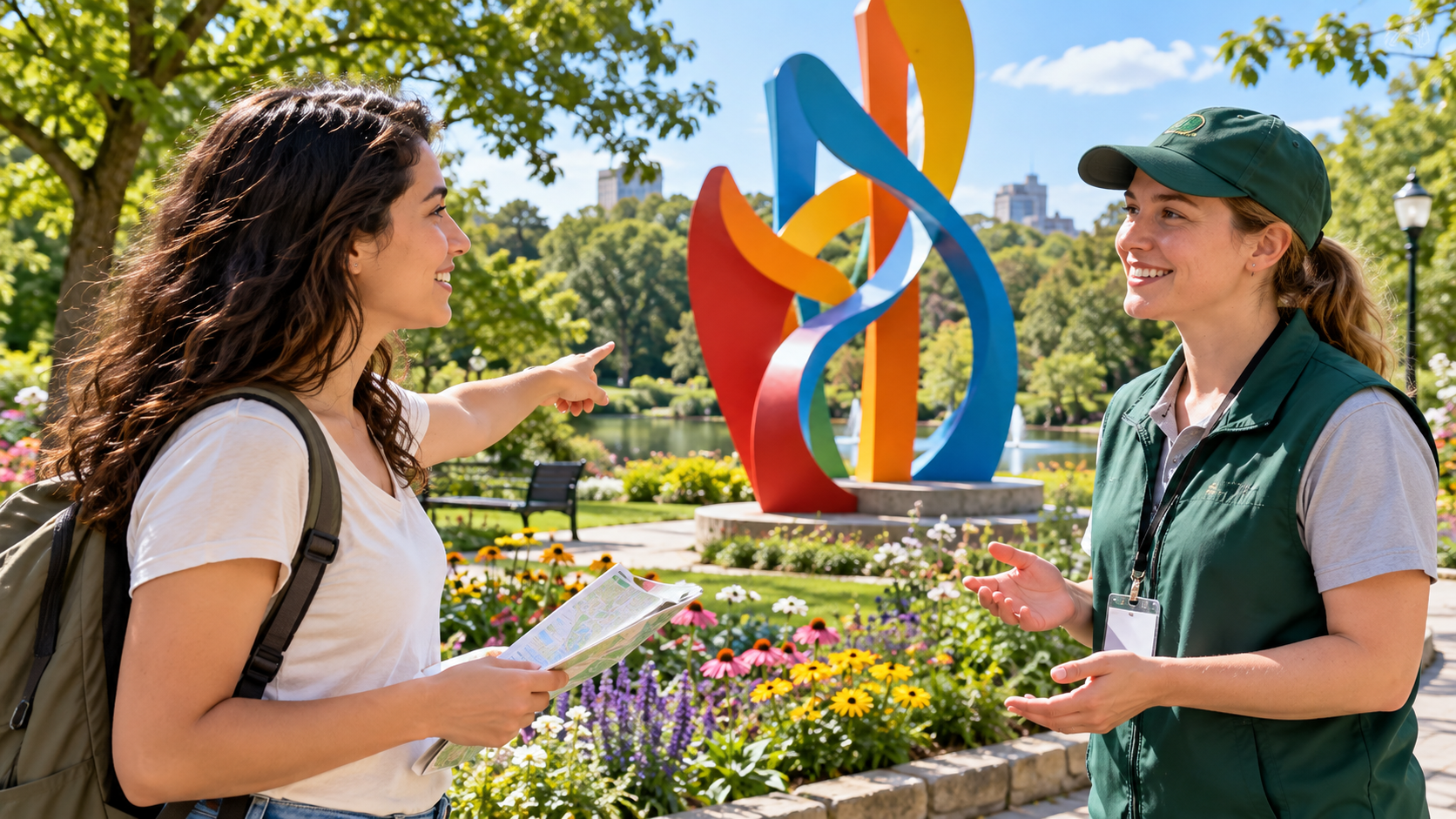 Asking about a public art installation in a park