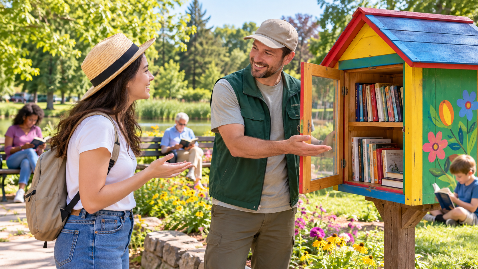 Asking about a public book swap box in a park