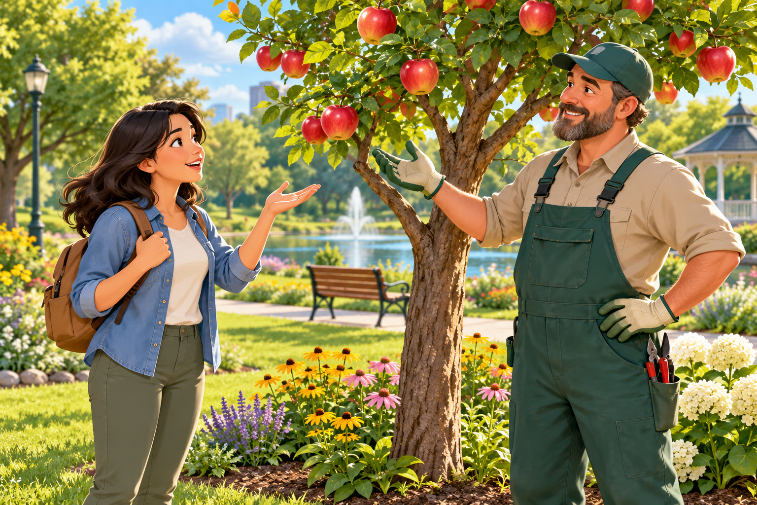 Asking about a public fruit tree in a park