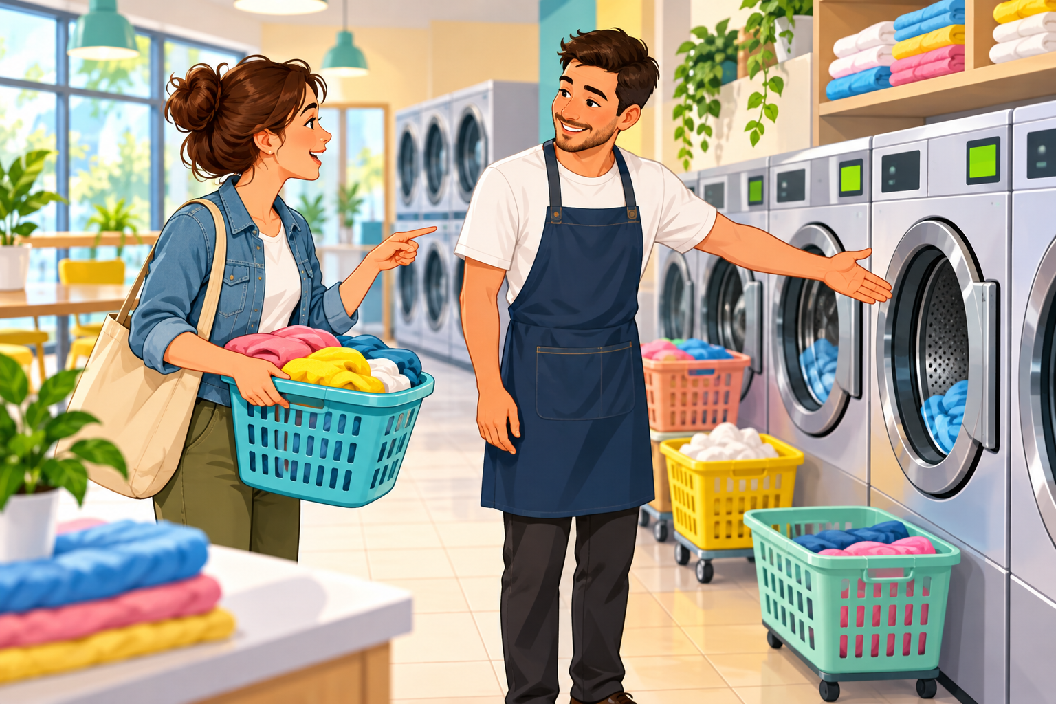 Asking about a launderette machine