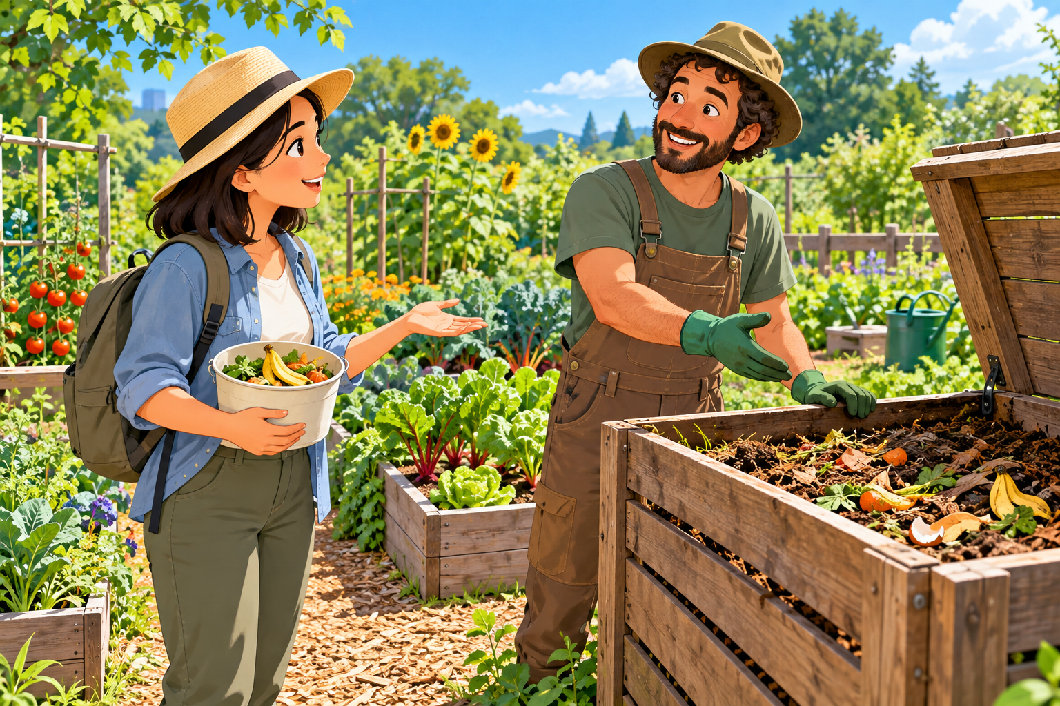 Asking about a public compost bin in a community garden