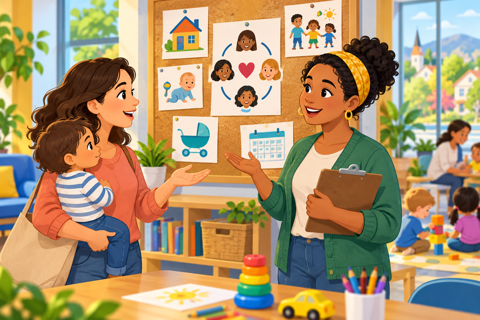 Asking about a public noticeboard for local babysitting co-op