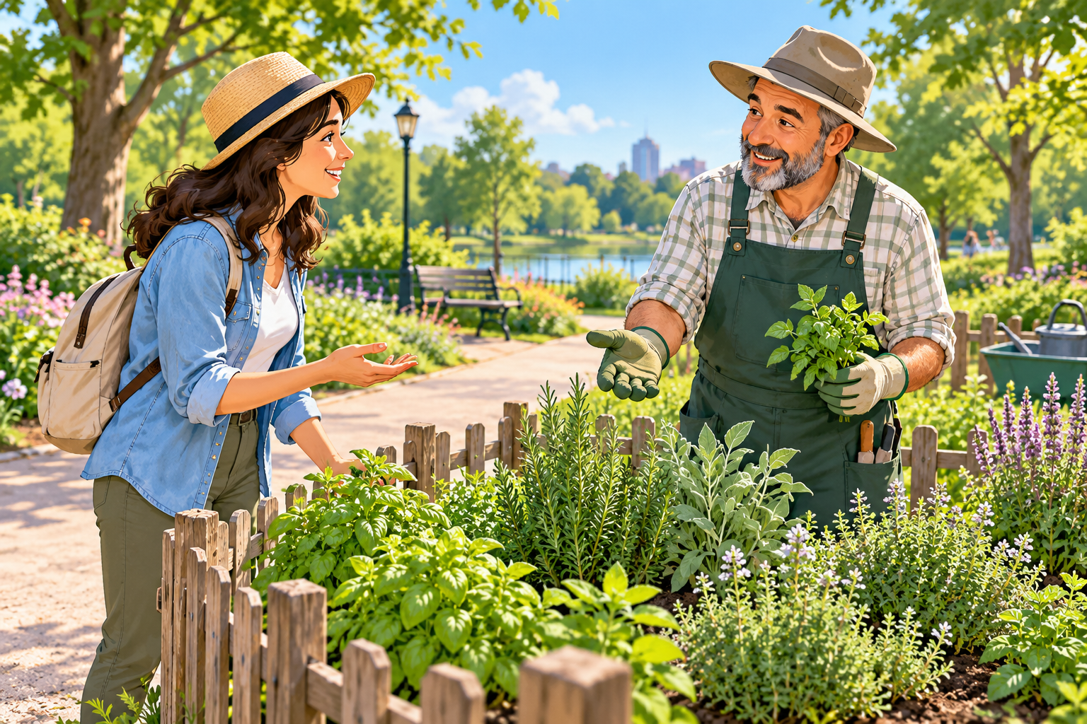 Asking about a public herb garden in a park
