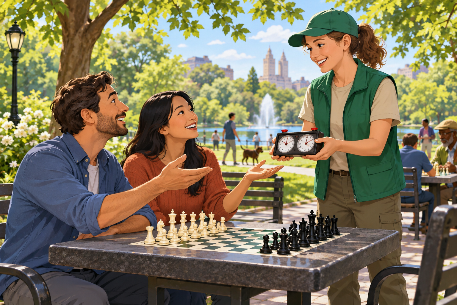 Asking about a public chess clock in a park