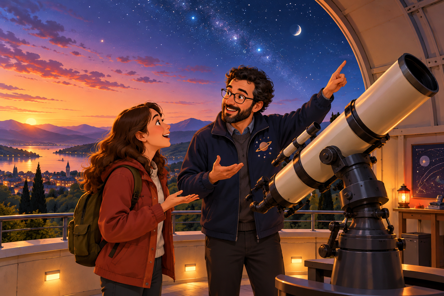 Asking about a public telescope viewing session at an observatory