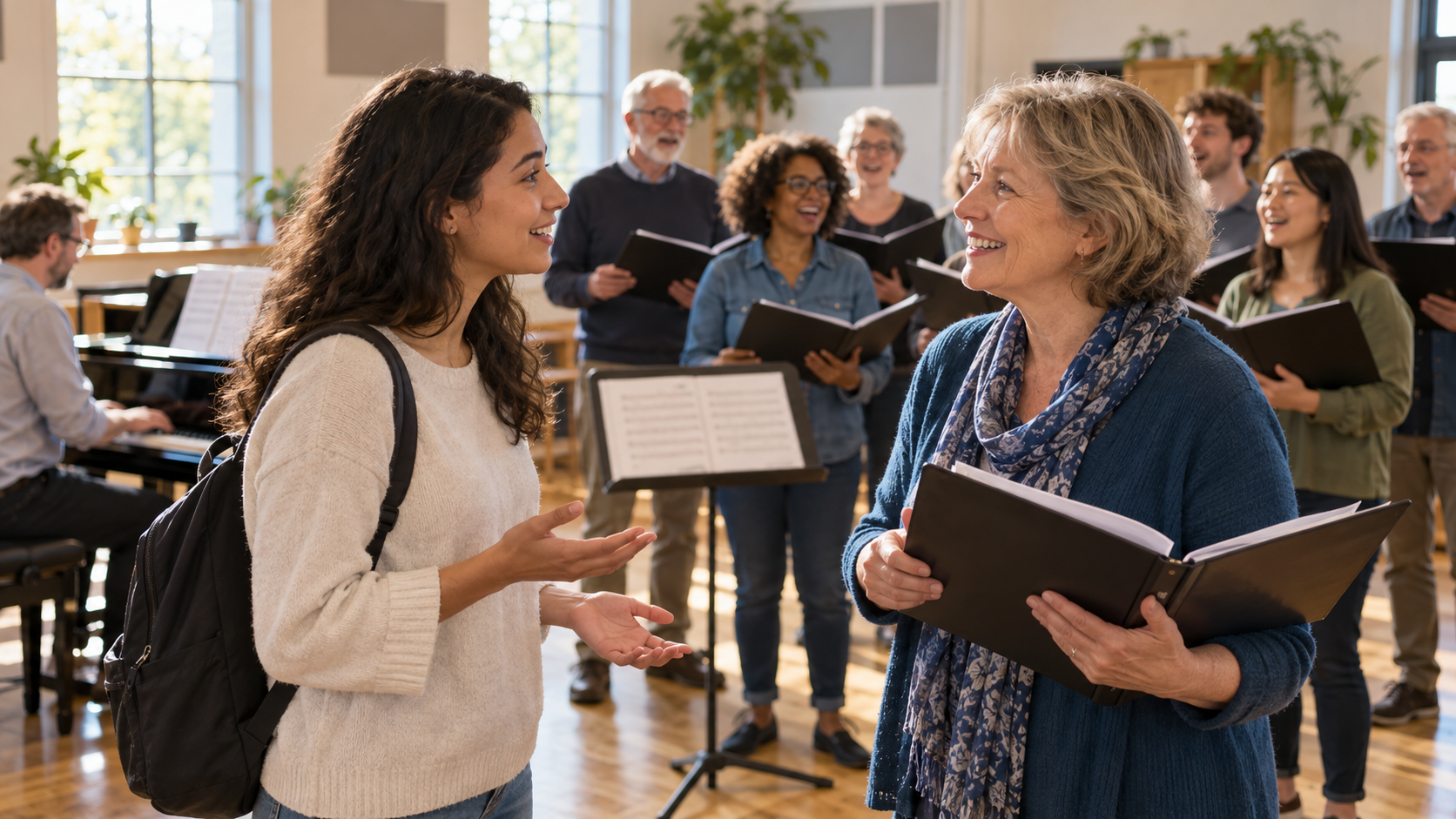 Asking about a local choir rehearsal
