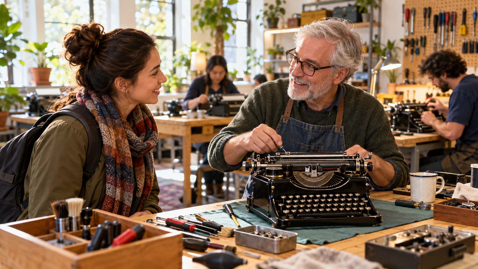 Asking about a local community vintage typewriter repair workshop