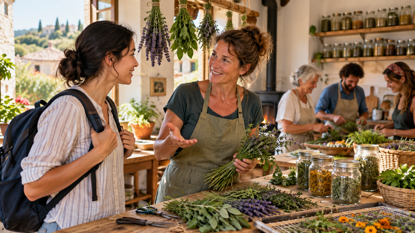 Asking about a local community herb-drying workshop