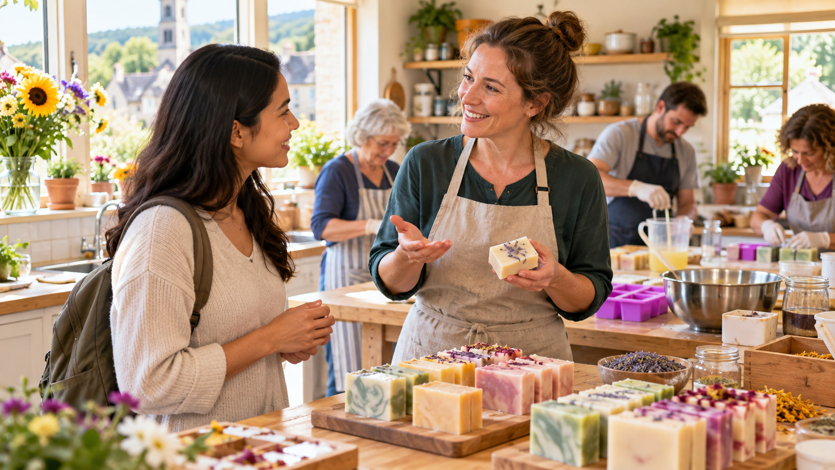Asking about a local community soap-making workshop