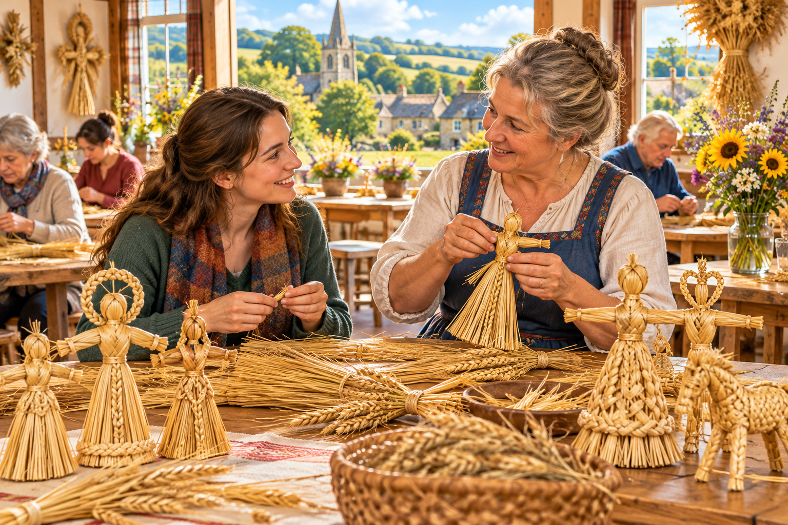 Asking about a local community traditional corn dolly-making workshop