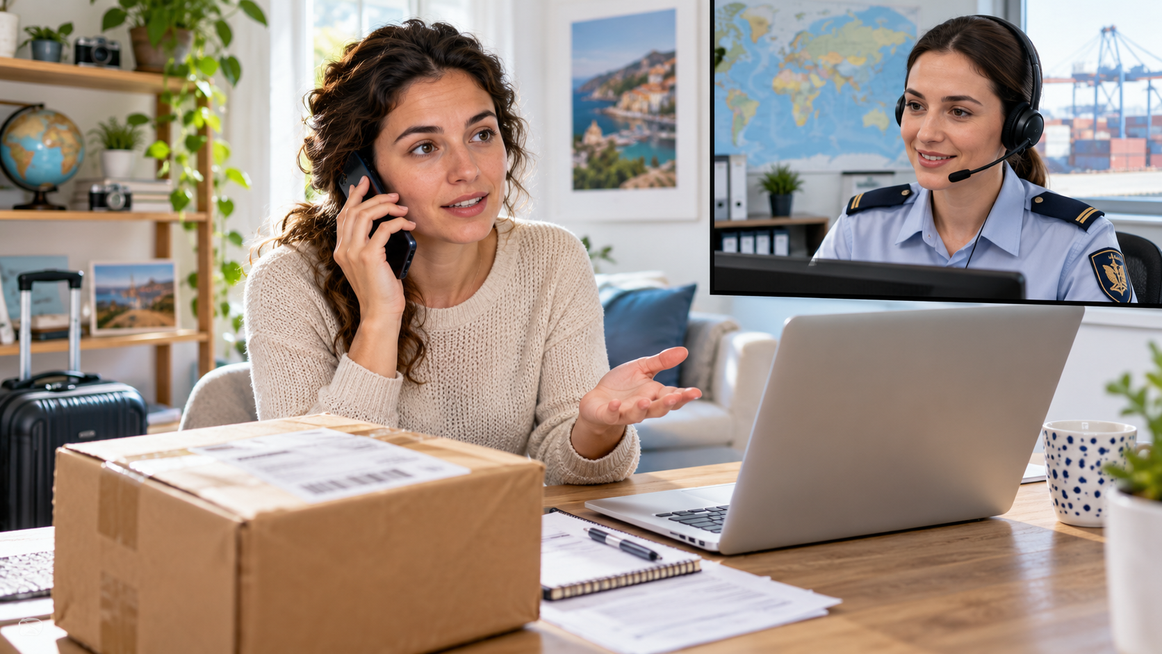 Calling about a package held at customs