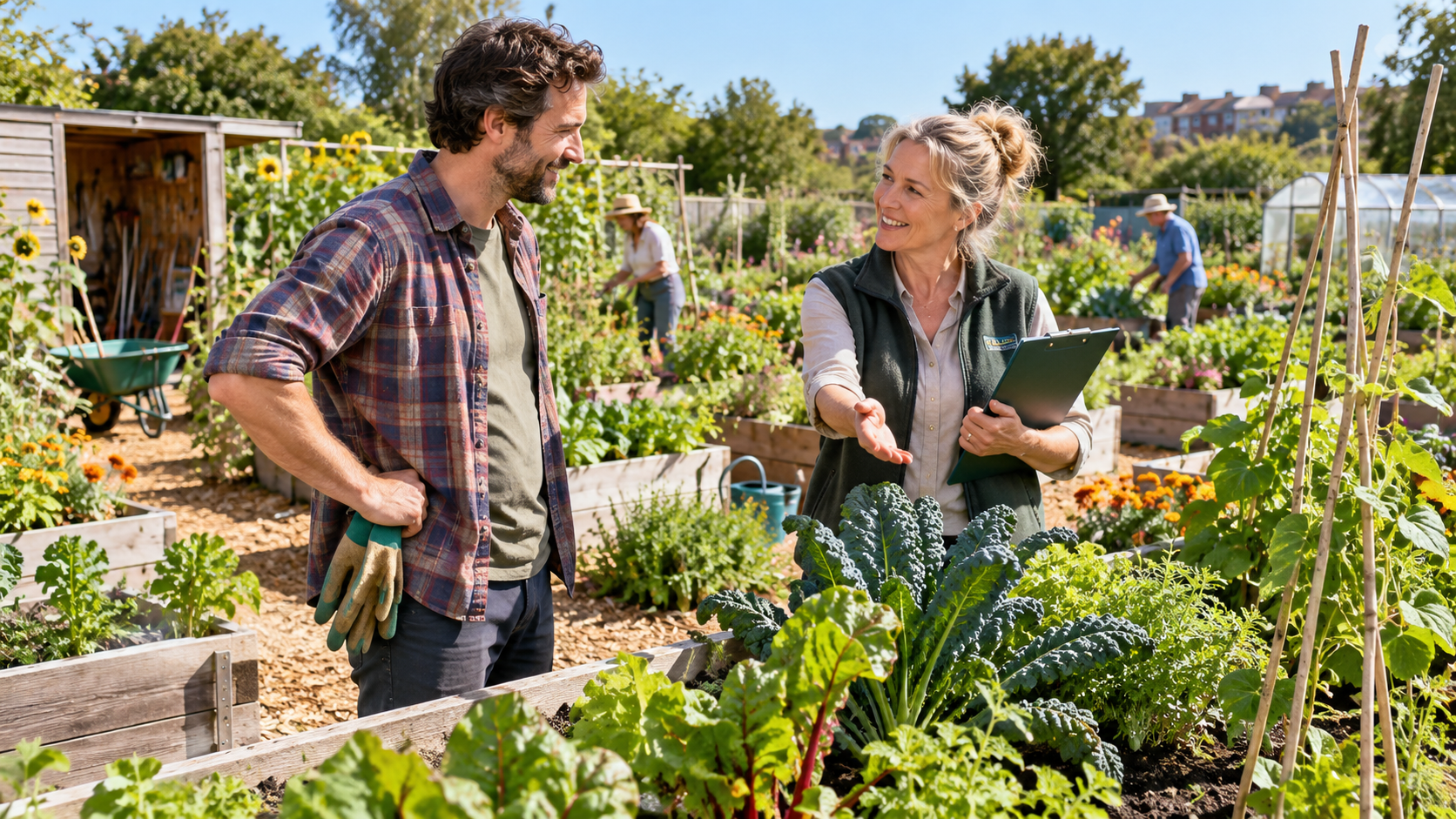 Discussing a community garden plot
