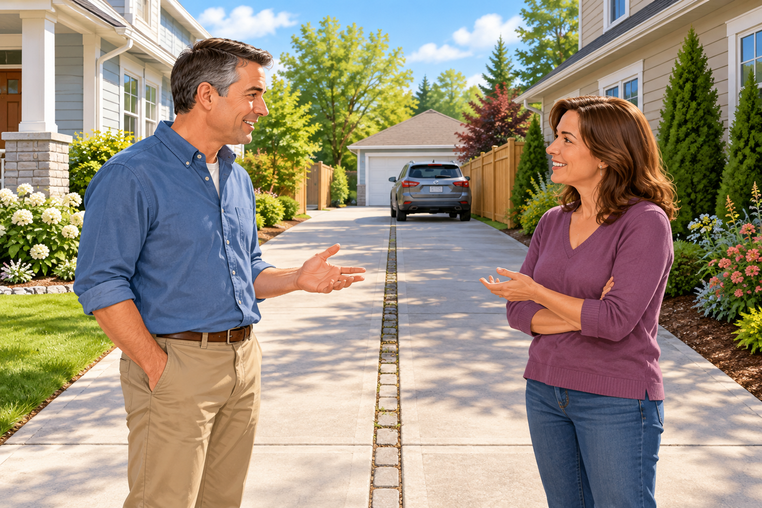 Discussing a Shared Driveway Easement with a Neighbour
