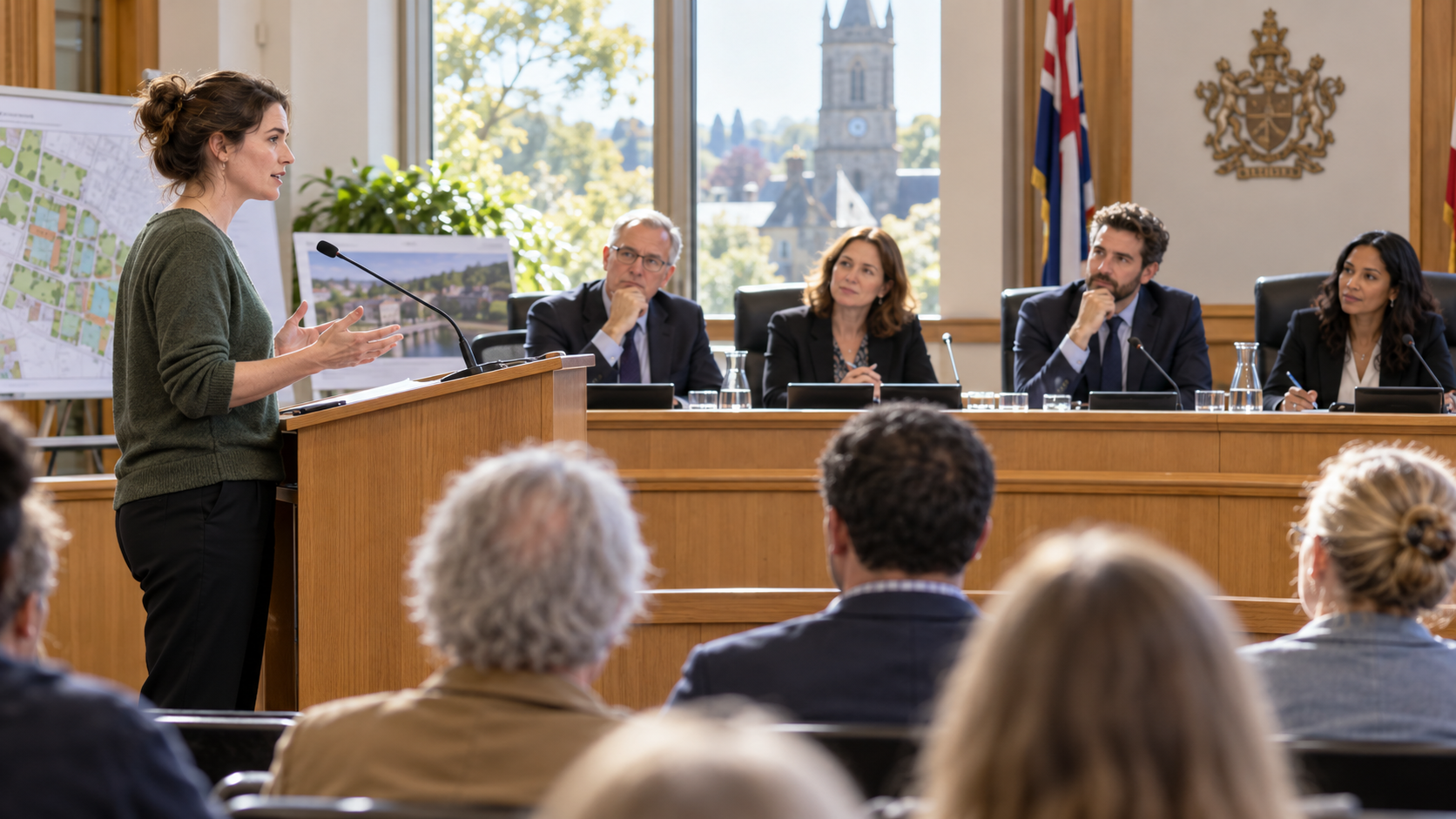 Addressing a town planning meeting