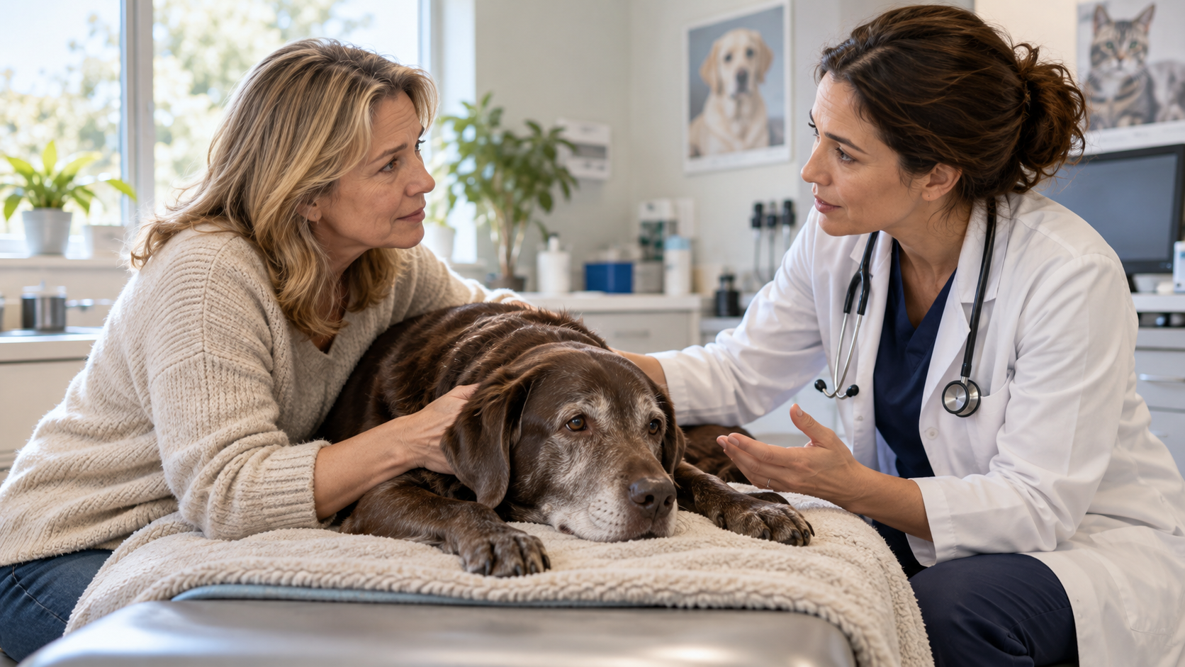 Discussing a pet's quality of life with a vet