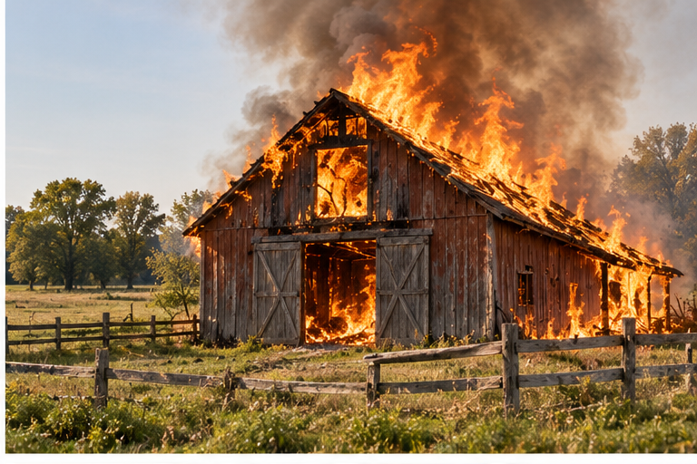 aflame